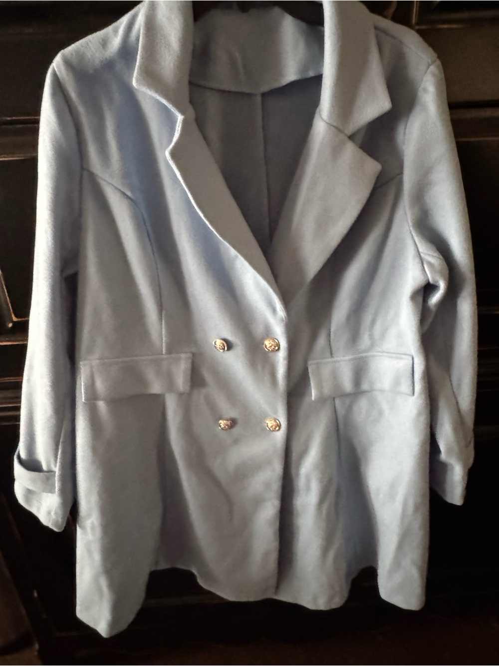 SHEIN Powder Blue Double-Breasted Blazer